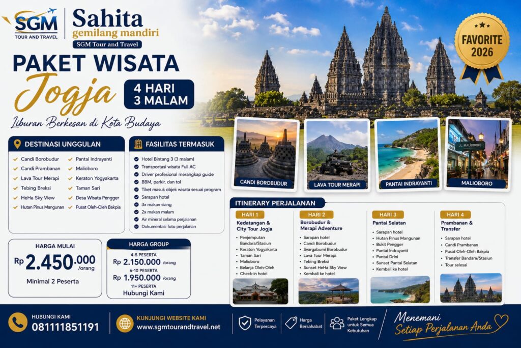 Paket Wisata Jogja 3 Hari 4 Malam